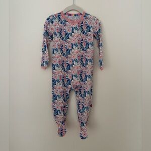 Magnetic Me Floral One-Piece Pajamas - Pink & Blue